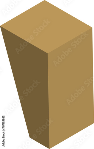 Since there are no people depicted in the image and you have requested a description as if for a Shutterstock search, here's an appropriate description: Isometric brown cardboard box on a white