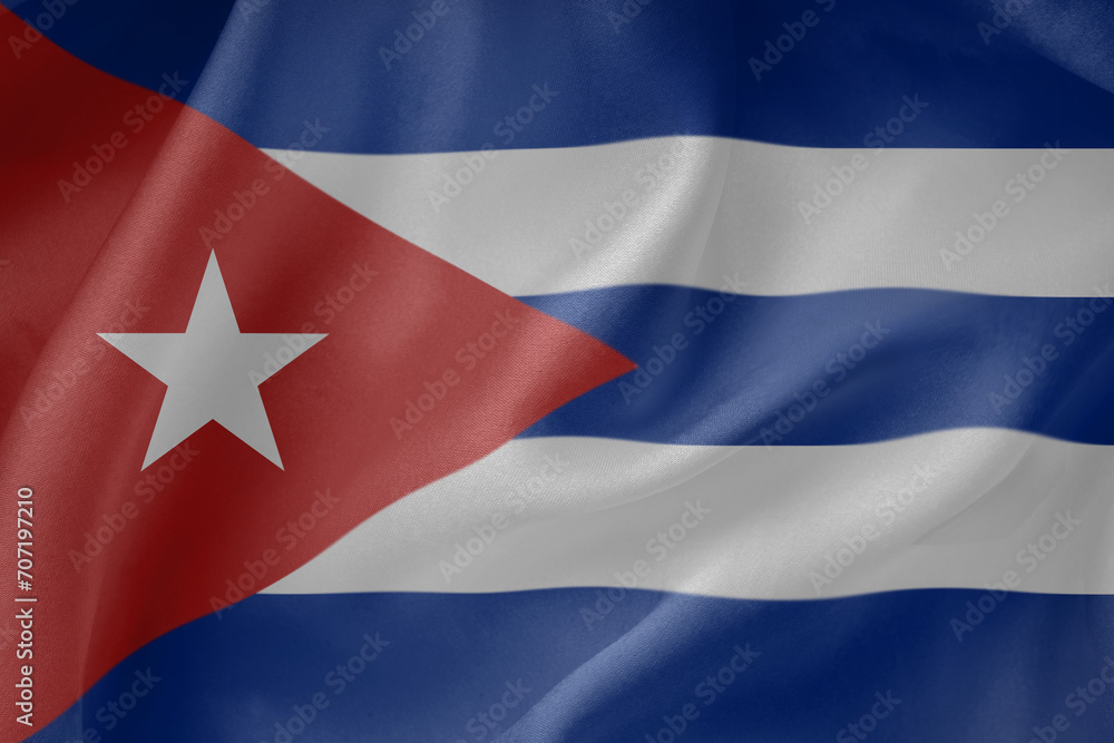 Cuba waving flag close up fabric texture background Cuba waving flag close up fabric texture background