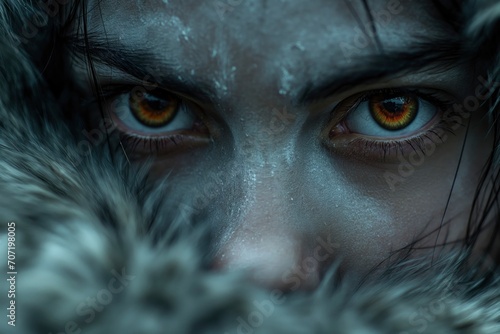 Girl with beautiful eyes in cold weather