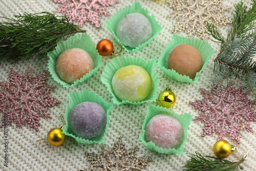 Color japanese sweets daifuku mochi