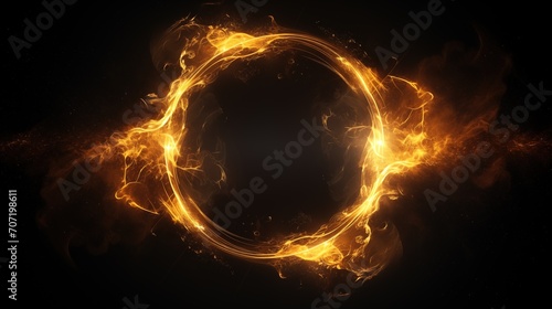 Wallpaper Mural Circle of Fire flame with movment on black background, Beautiful yellow, orange and red and red blaze fire flame texture style, , generative ai Torontodigital.ca