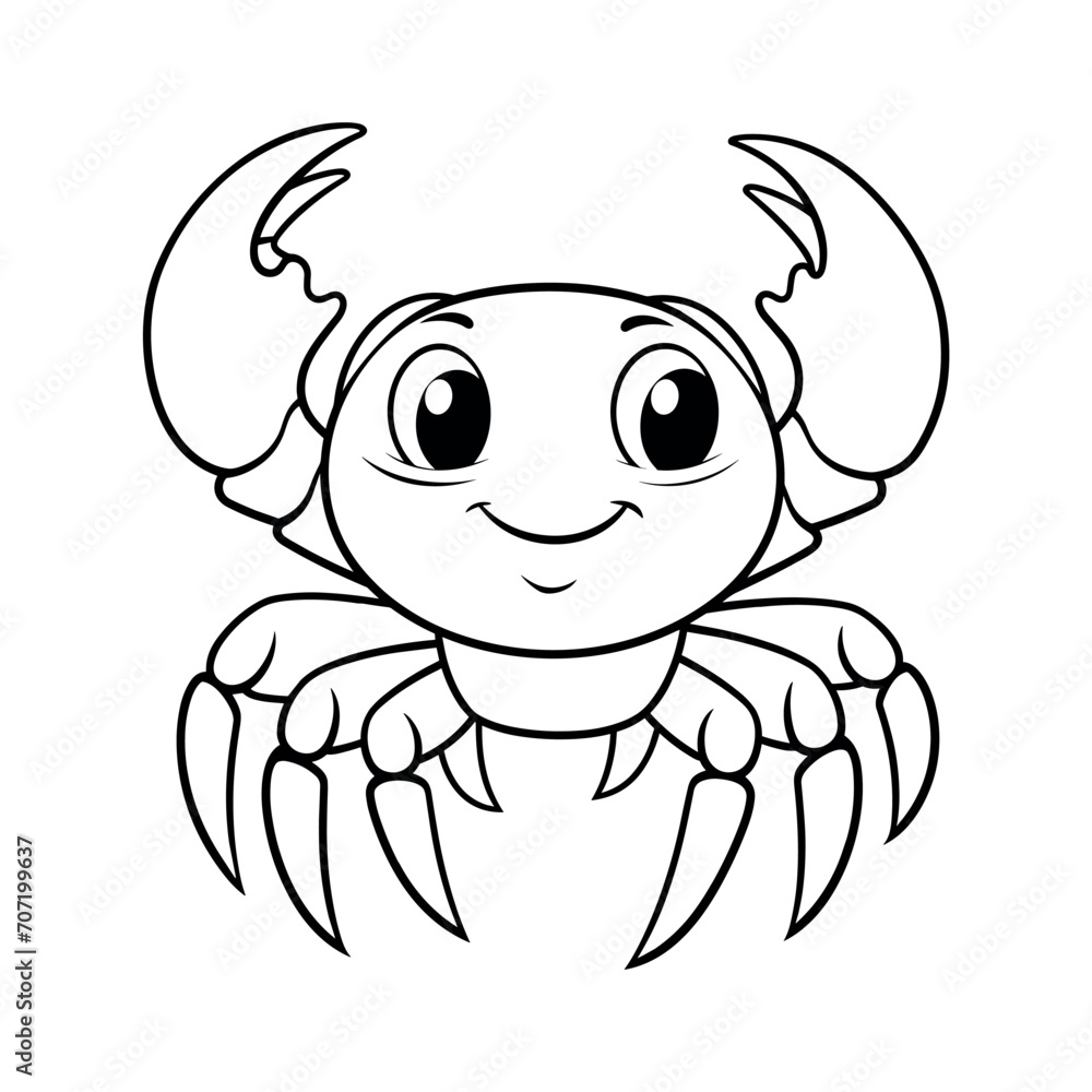 Fototapeta premium Crab cartoon coloring page - coloring book for kids
