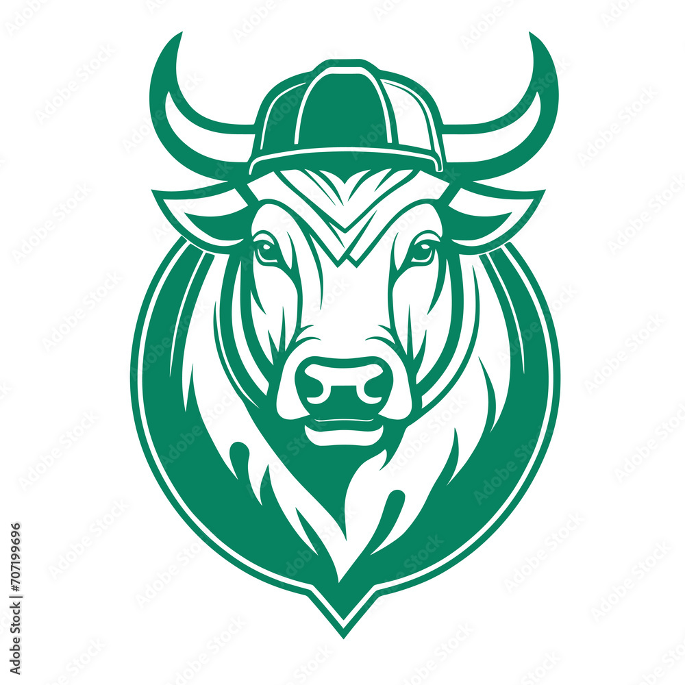 Obraz premium Emblem Illustration of Green Cow