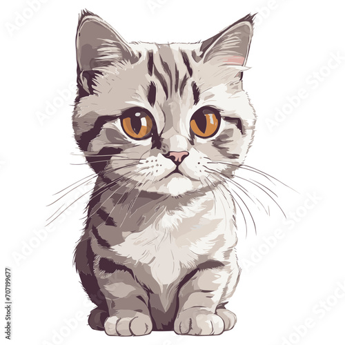 Cute cat cartoon character vector image. Illustration of funny kitty meow design graphic image