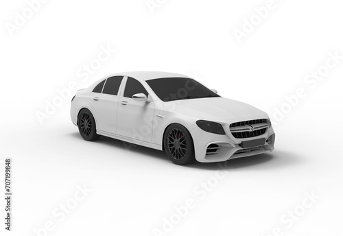 white car angle view with shadow 3d render