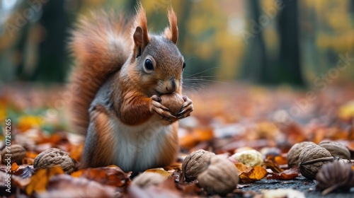 Funny squirrel with nuts