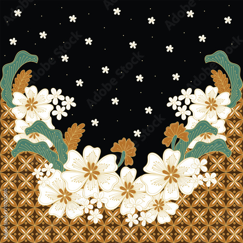 background with flowers and batik pattern design
