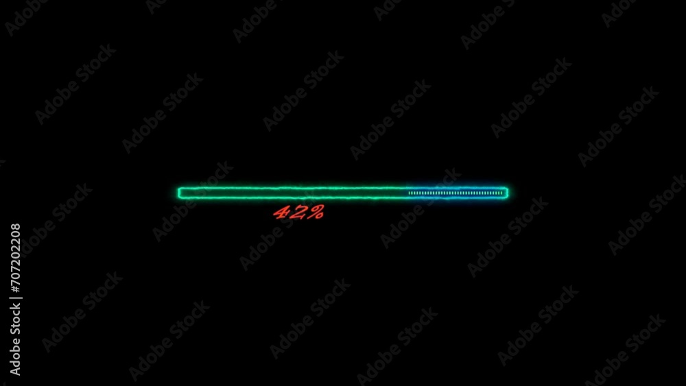 Processing and loading bar with 0 to 100 percent on isolated black background Processing and loading bar with 0 to 100 percent on isolated black background
