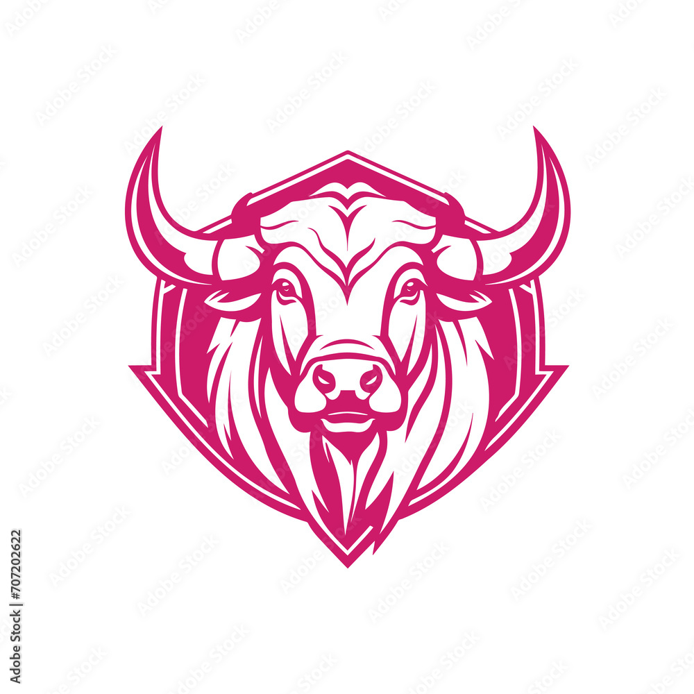 Fototapeta premium illustration of Pink Bull Emblem