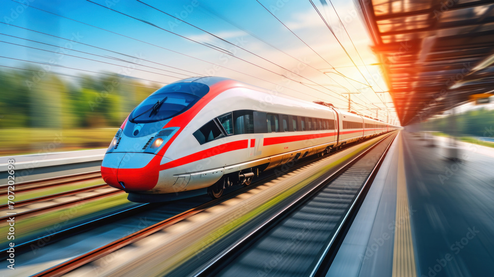 Modern high-speed electric trains are the future of travel through nature Modern high-speed electric trains are the future of travel through nature