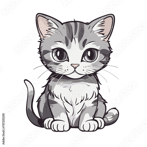 Cute cat cartoon character vector image. Illustration of funny kitty meow design graphic image