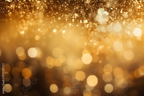 Abstract golden background along with blurred sparkle gold bokeh light effect