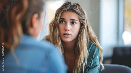Uma cena empática de uma pessoa engajada em uma conversa terapêutica com um conselheiro enfatizando a importância de procurar apoio profissional para a saúde mental