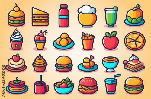 Food and drink icon. Restaurant line icons set.