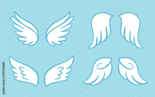 Heraldic Angel wings vintage set. Hand drawn logo
