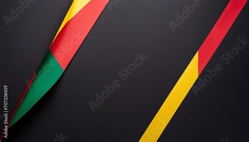 Black History Month color background. African American history month celebration. Abstract red, yellow, green color flag on black paper background created with generative ai