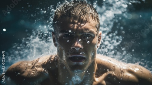 swimmer doing strong training for a championship generative ai