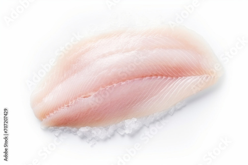 Fillet of cod or other white fish on a white background. AI generated.