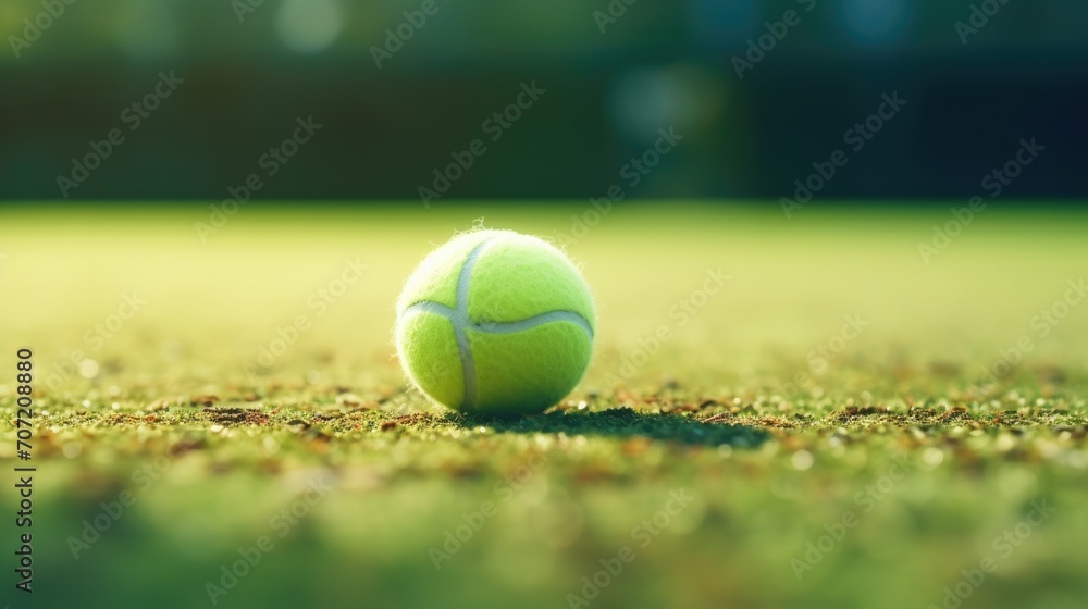 tennis ball on a grass tennis court generative ai