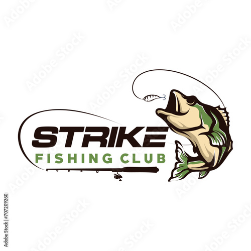 Bass Fishing tournament logo template vector. Bass Fish Jumping Illustration Logo design vector