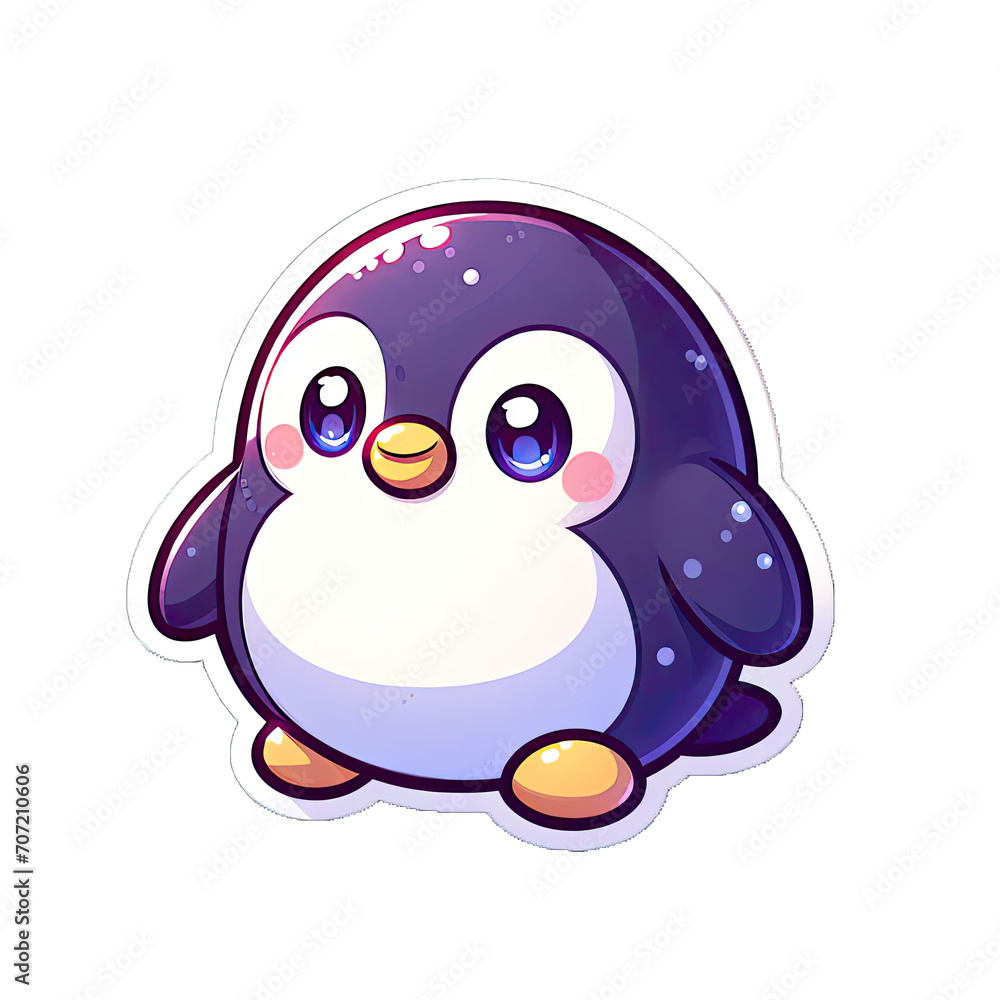 Fototapeta premium Generative AI Cute Little Penguin Sticker, cute little baby penguin sticker, Adorable little penguin stickers, Little penguin Sticker, funny penguin stickers, adorable little penguin stickers