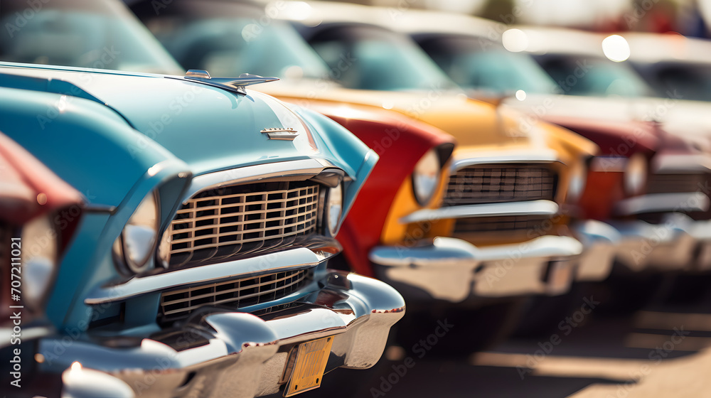Row of Cars parked at a car parking lot Row of Cars parked at a car parking lot