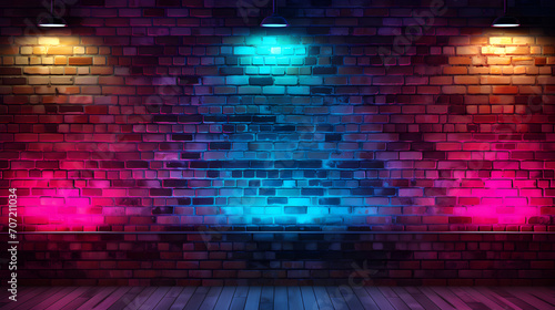 Old brick wall along with neon lights