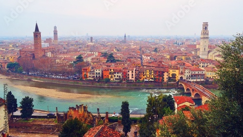panorama of Borgo Trento seen from the San Pietro hill of the city of Verona, Italy