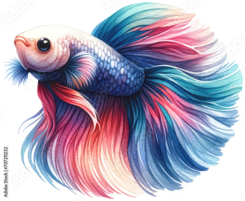 watercolor cute Betta fish isolated on transparent background © Nisit