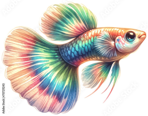 watercolor cute Guppy isolated on transparent background © Nisit