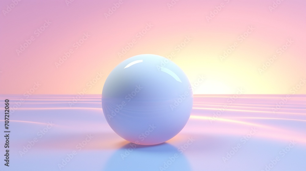 A sphere, delicately poised on the apex of a 3D cube, creates a calming visual equilibrium against a backdrop of soothing pastel hues A sphere, delicately poised on the apex of a 3D cube, creates a calming visual equilibrium against a backdrop of soothing pastel hues