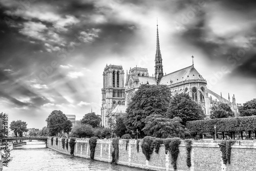 Beautiful sky over Notre Dame  Paris