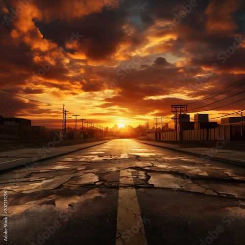 Deserted Road Under Stormy Sky photo