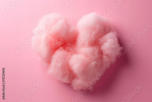  Cotton candy heart shaped isolated on pink background