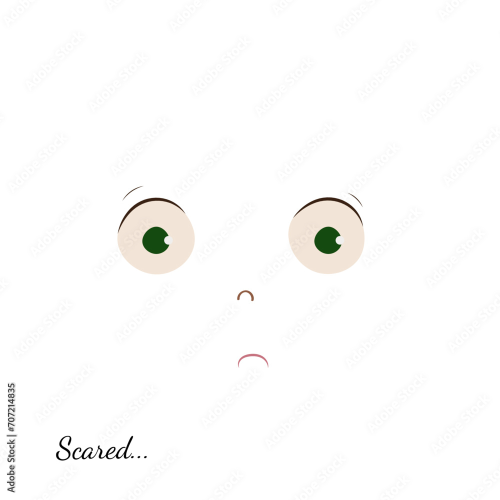 Kawaii scared kid face character. Flat vector illustration Kawaii scared kid face character. Flat vector illustration