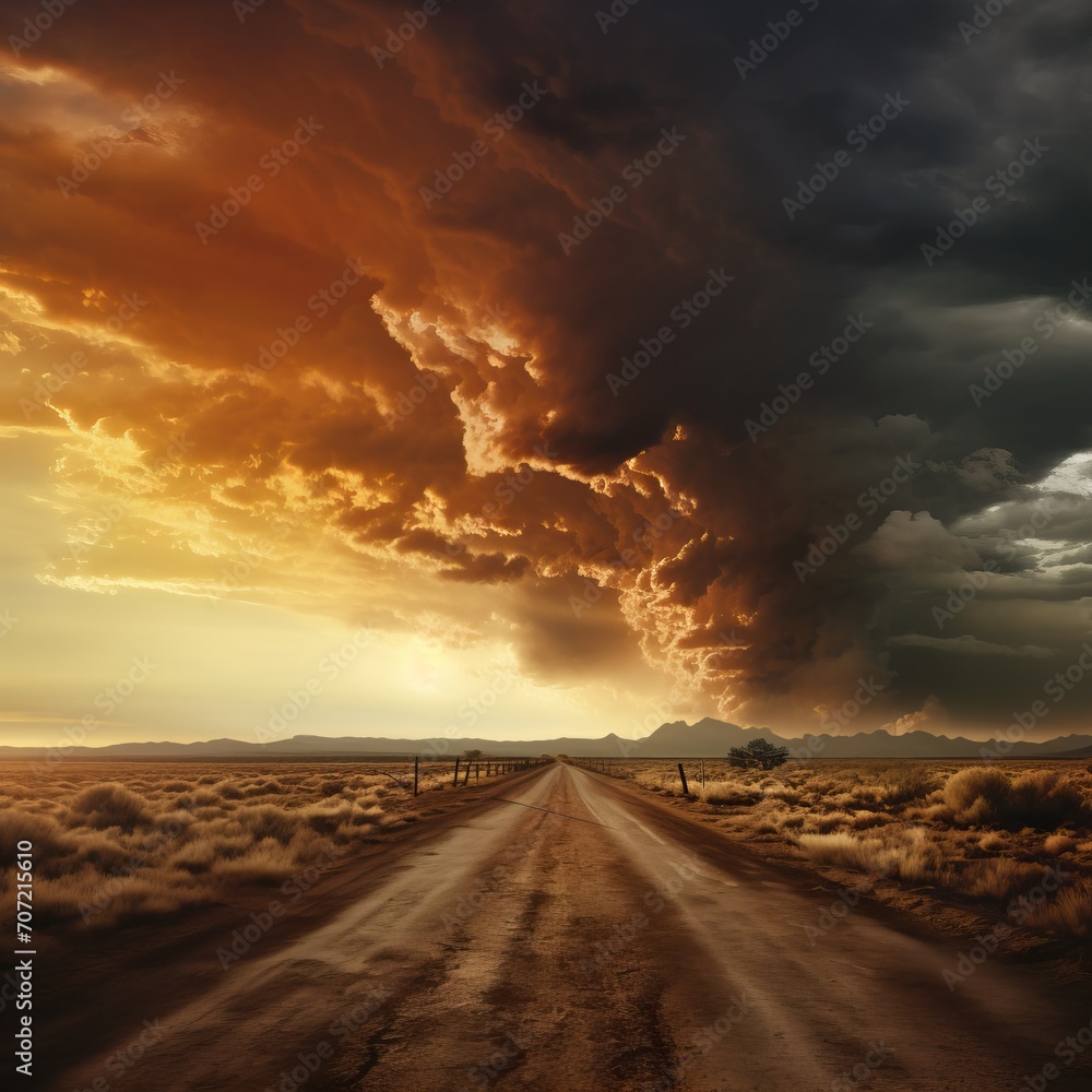 Closed Road at Stormy Sunset Closed Road at Stormy Sunset