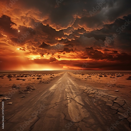 Closed Road at Stormy Sunset photo