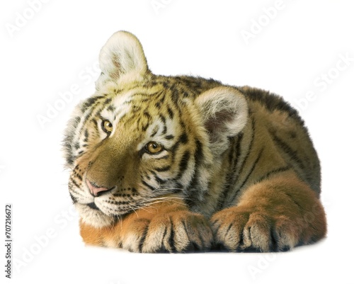 Fototapeta Naklejka Na Ścianę i Meble -  tiger cub 5 months on a white background