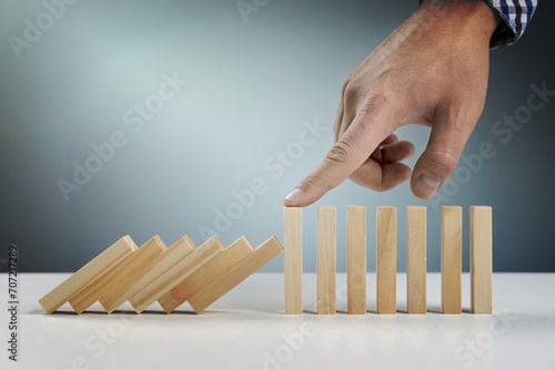 wooden blocks paused from falling