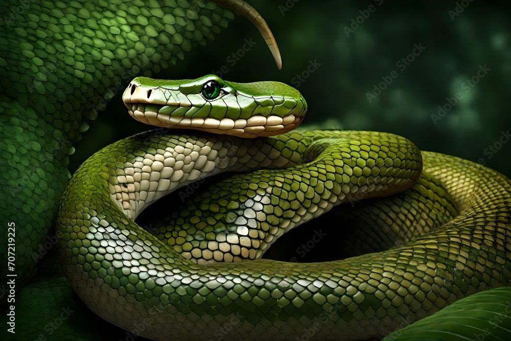 close up of a green snake close up of a green snake