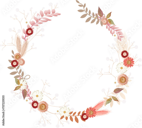 Trockenblumen Kranz mit Schleierkraut Illustration