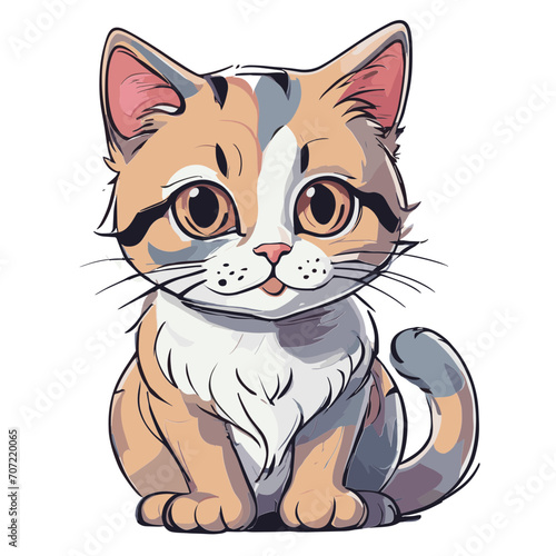 Cute cat cartoon character vector image. Illustration of funny kitty meow design graphic image