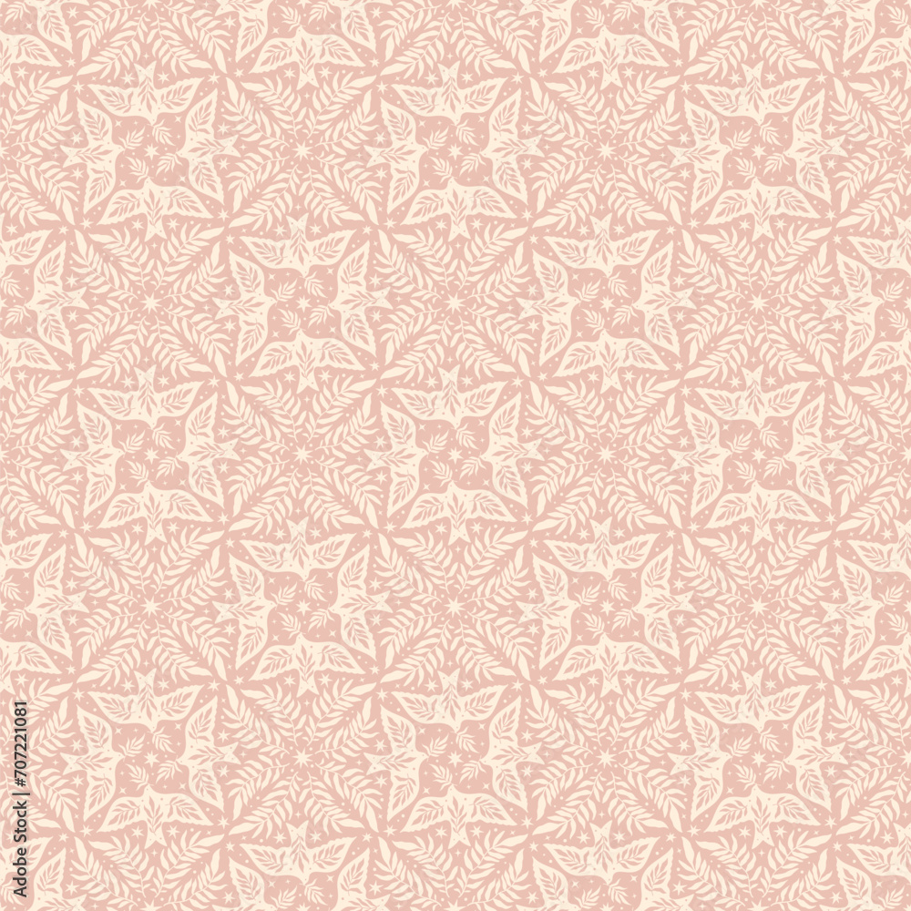 Hand drawn seamless pattern with birds Scandinavian folk decorative seamless bird and leaves texture Hand drawn seamless pattern with birds Scandinavian folk decorative seamless bird and leaves texture