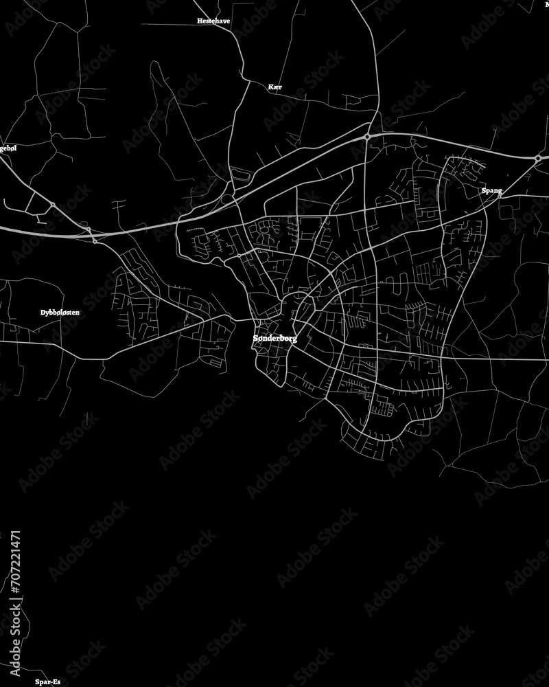 Sonderborg Denmark Map, Detailed Dark Map of Sonderborg Denmark