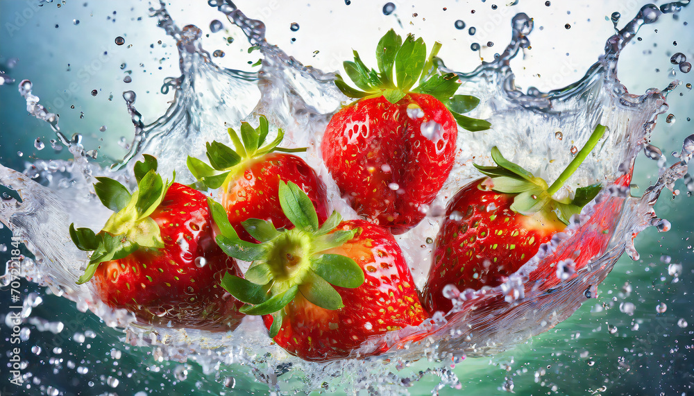 strawberry falling into water strawberry falling into water