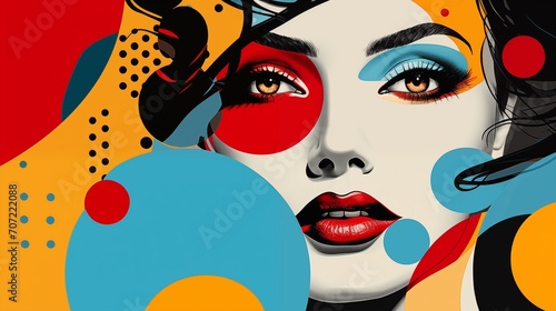 Abstract woman on Neo Memphis, Dadaism, Cubism, Surrealism, Collage, Minimal style. Decoration art background. Abstract geometric illustration background with man. Templates for designs. 
