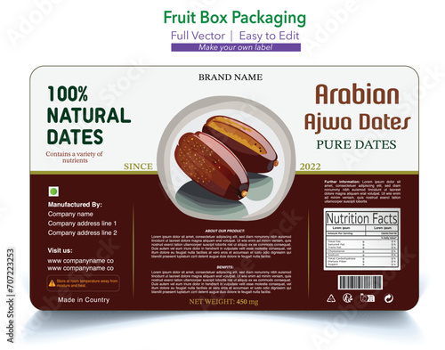 Dates Packaging, Ajwa dates, Arabian dates packaging, Product packaging, Box design, Food package, dry food, Natural Dates, Fruits box, free vector 
