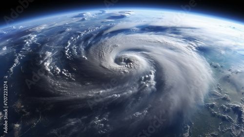 Powerful hurricane cyclone view from space Mateo