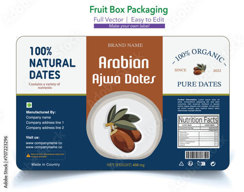 Dates Packaging, Ajwa dates, Arabian dates packaging, Product packaging, Box design, Food package, dry food, Natural Dates, Fruits box, free vector 
