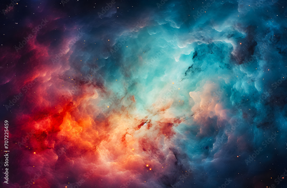 Outer space background featuring red and green-turquoise galaxy dust, creating a vibrant cosmic scene. Ideal for sci-fi, astronomy, and abstract design themes Outer space background featuring red and green-turquoise galaxy dust, creating a vibrant cosmic scene. Ideal for sci-fi, astronomy, and abstract design themes